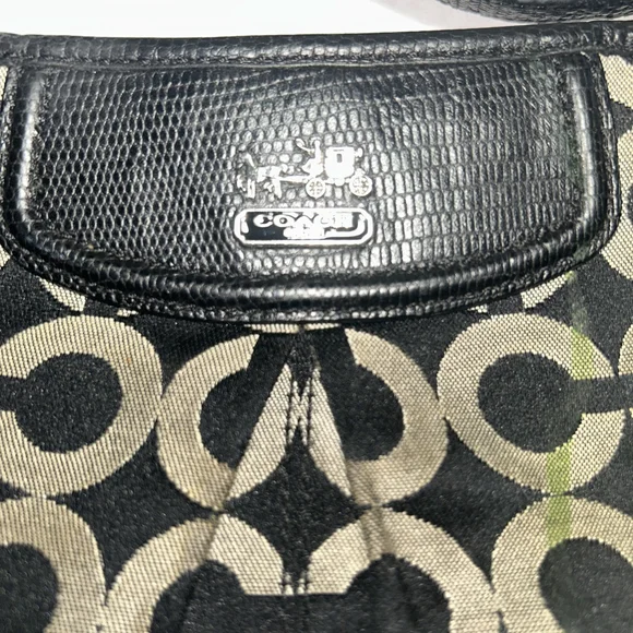 Coach Madison Crossbody Op Art Black & Gold Purse - Flawed - Picture 6 of 9